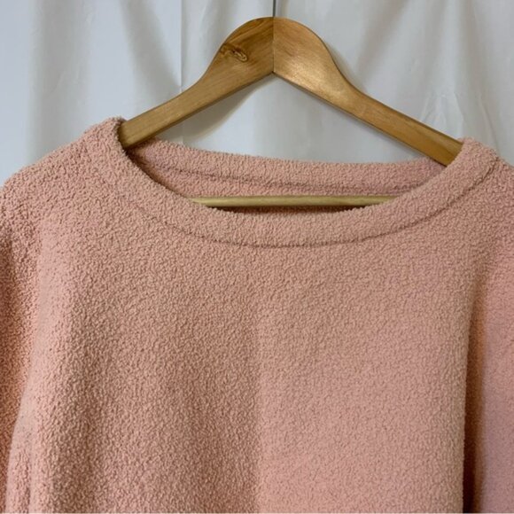 BuffBunny Collection Loop Yarn Crop Top Sweater Desert Rose Pink Size Medium - Picture 2 of 14